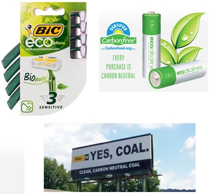 Examples of environmentally marketed products.