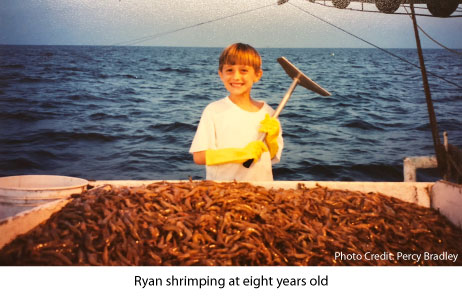Ryan Bradley shrimping at eight years old