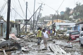 Destruction of the energy infrastructure on the island of Dominica, following Hu